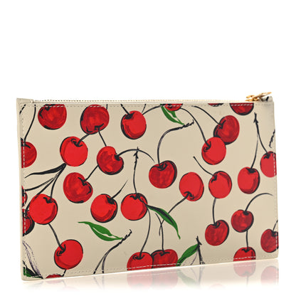 Saint Laurent Calfskin Monogram Cherry Print Zip Bill Pouch 3 of 11