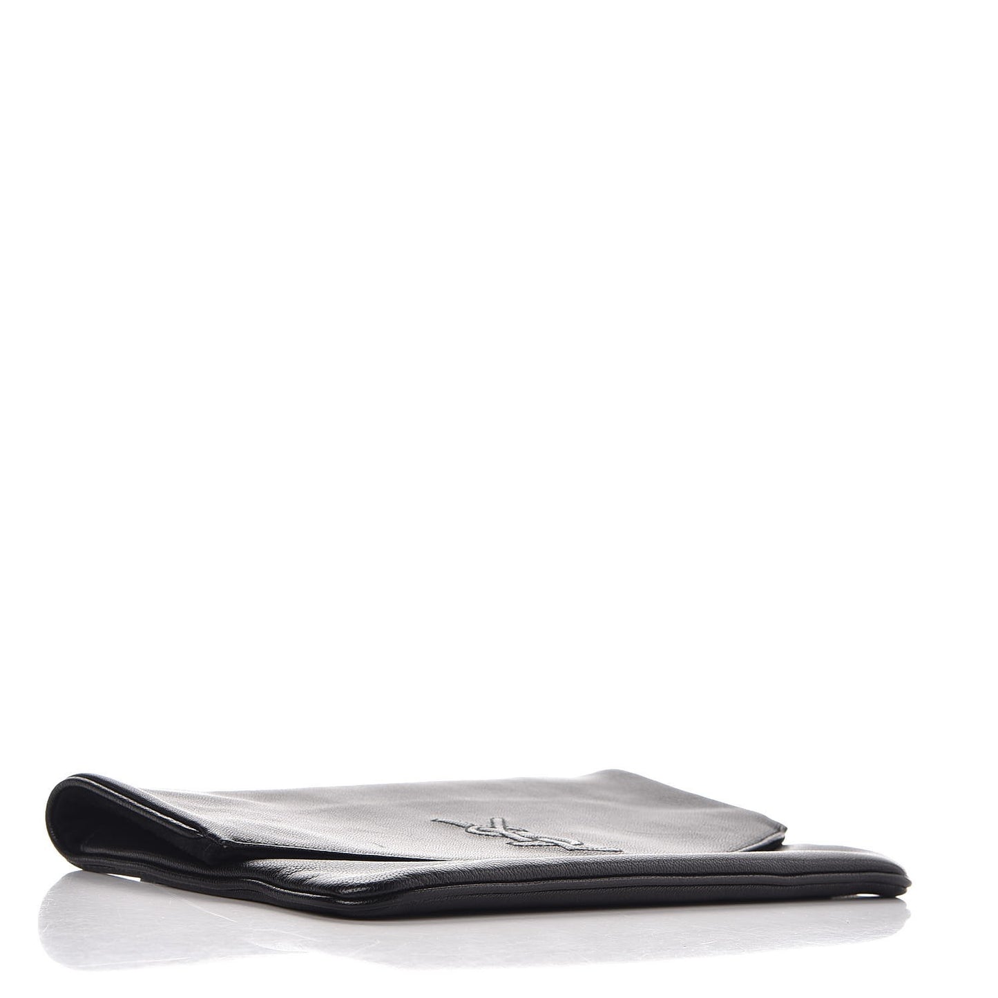 Chevre Monogram Fold Over Clutch Black