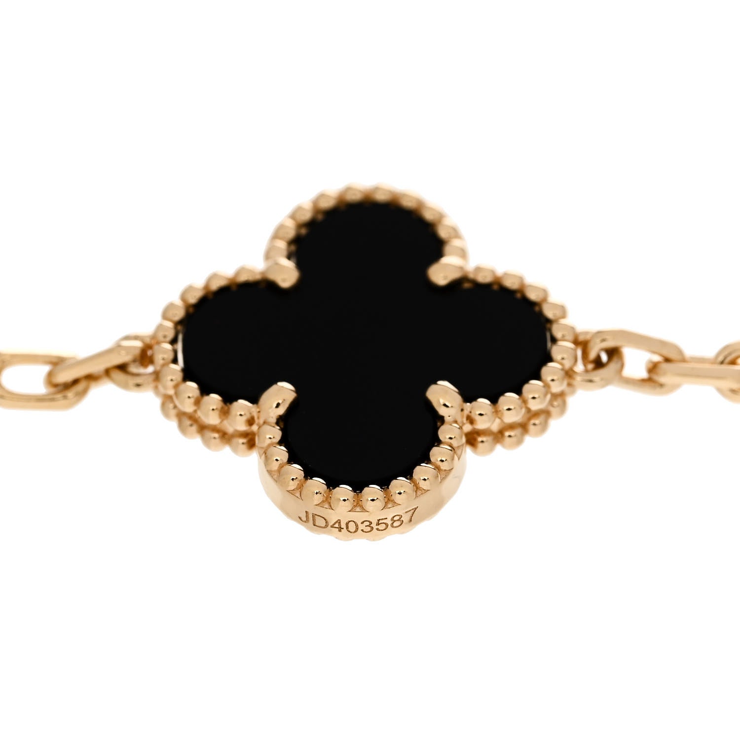Van Cleef & Arpels 18K Yellow Gold Black Onyx 5 Motifs Vintage Alhambra Bracelet 3 of 5