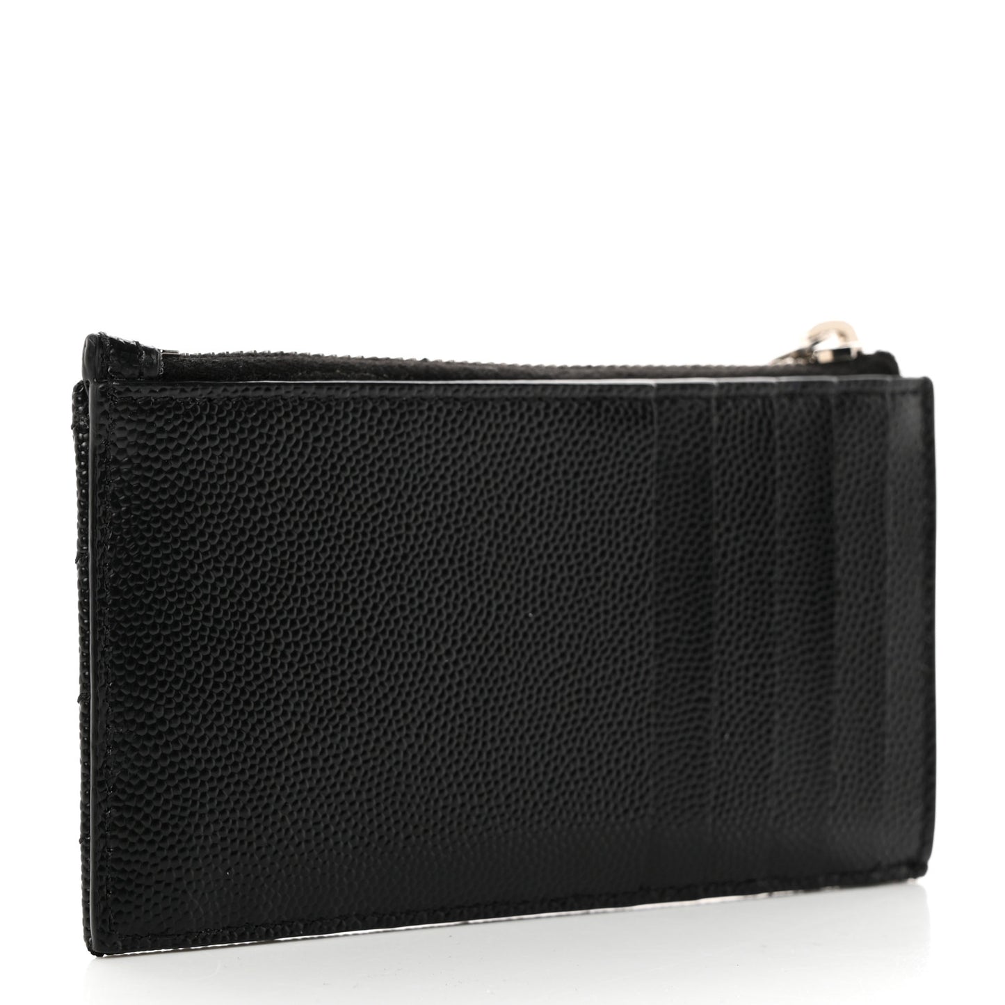 Grain De Poudre Matelasse Chevron Monogram Fragments Zippered Card Case Black