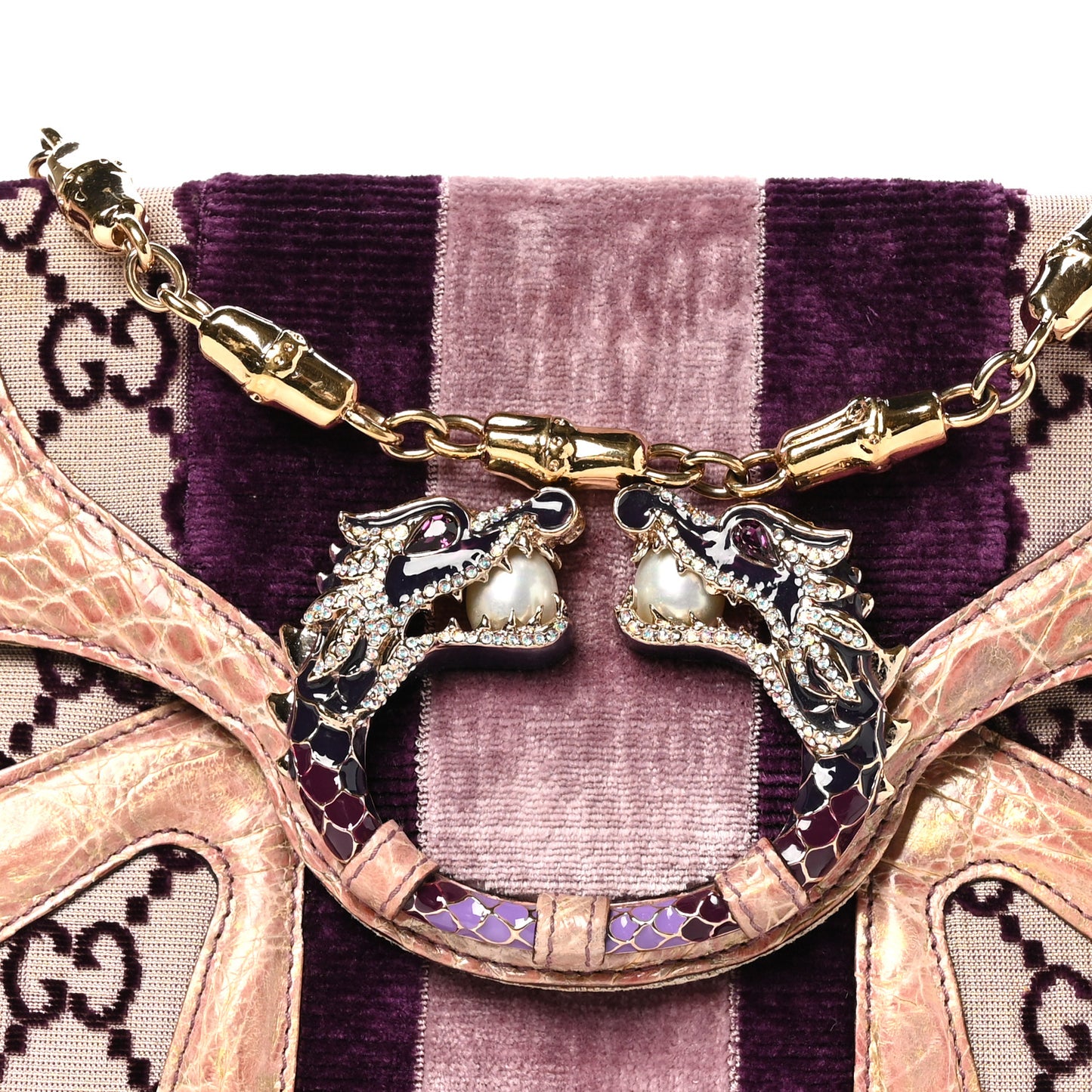 Velvet Monogram Crocodile Tom Ford Jeweled Dragon Shoulder Bag Purple