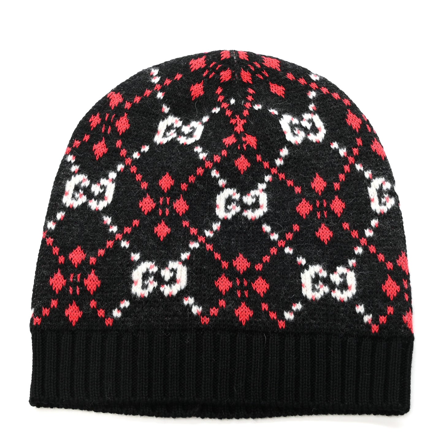 Knit GG Monogram Diamante Beanie Hat S Black