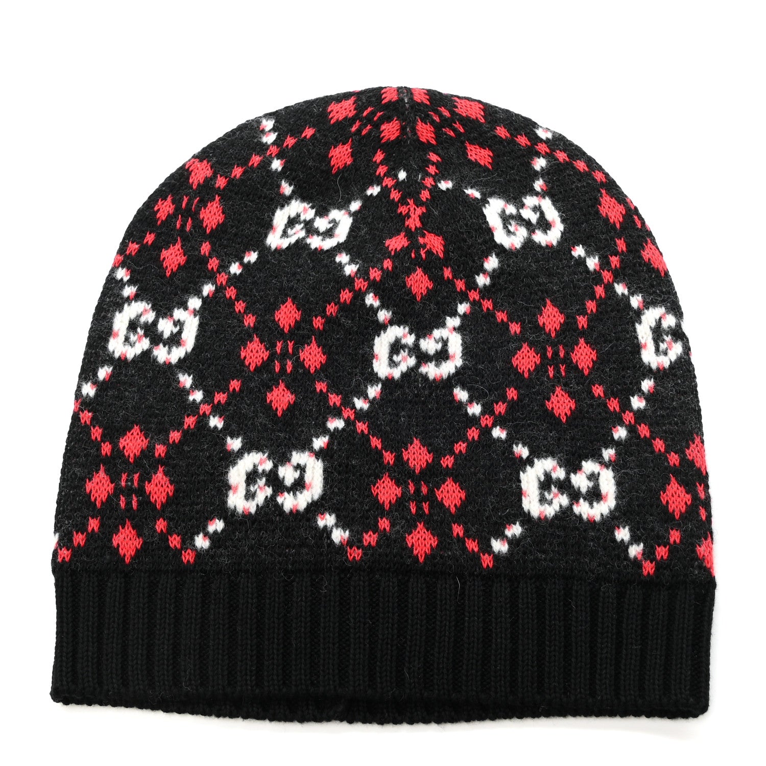 Gucci Knit GG Monogram Diamante Beanie Hat S Black 1 of 5