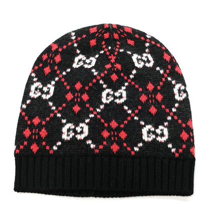 Gucci Knit GG Monogram Diamante Beanie Hat S Black 1 of 5