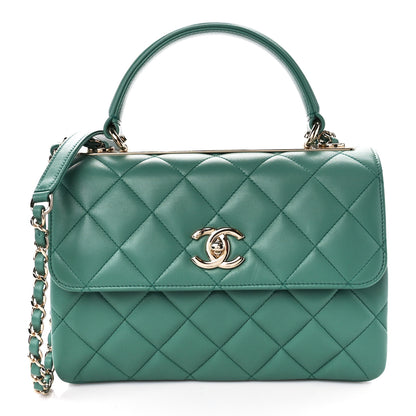 Chanel Lambskin Quilted Small Trendy CC Flap Dual Handle Bag Green 1 of 12