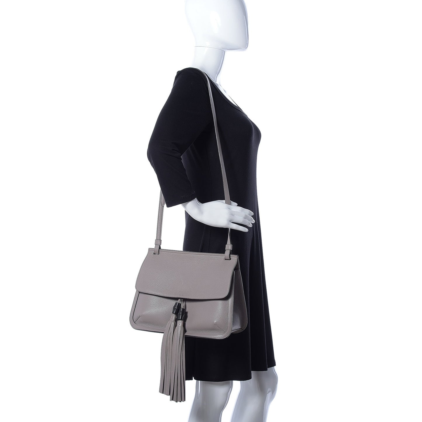 Cellarius Calfskin Medium Bamboo Daily Flap Shoulder Bag Storm Grey