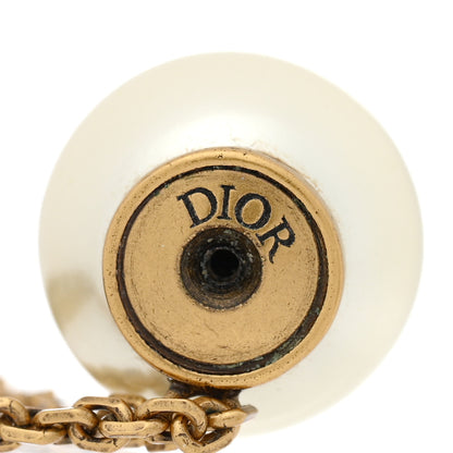 Christian Dior Pearl Crystal Tribal CD Drop Earrings Gold 3 of 4