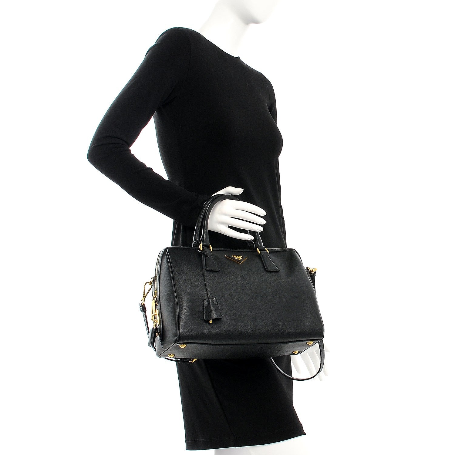 Prada Saffiano Lux Bowler Black 3 of 8