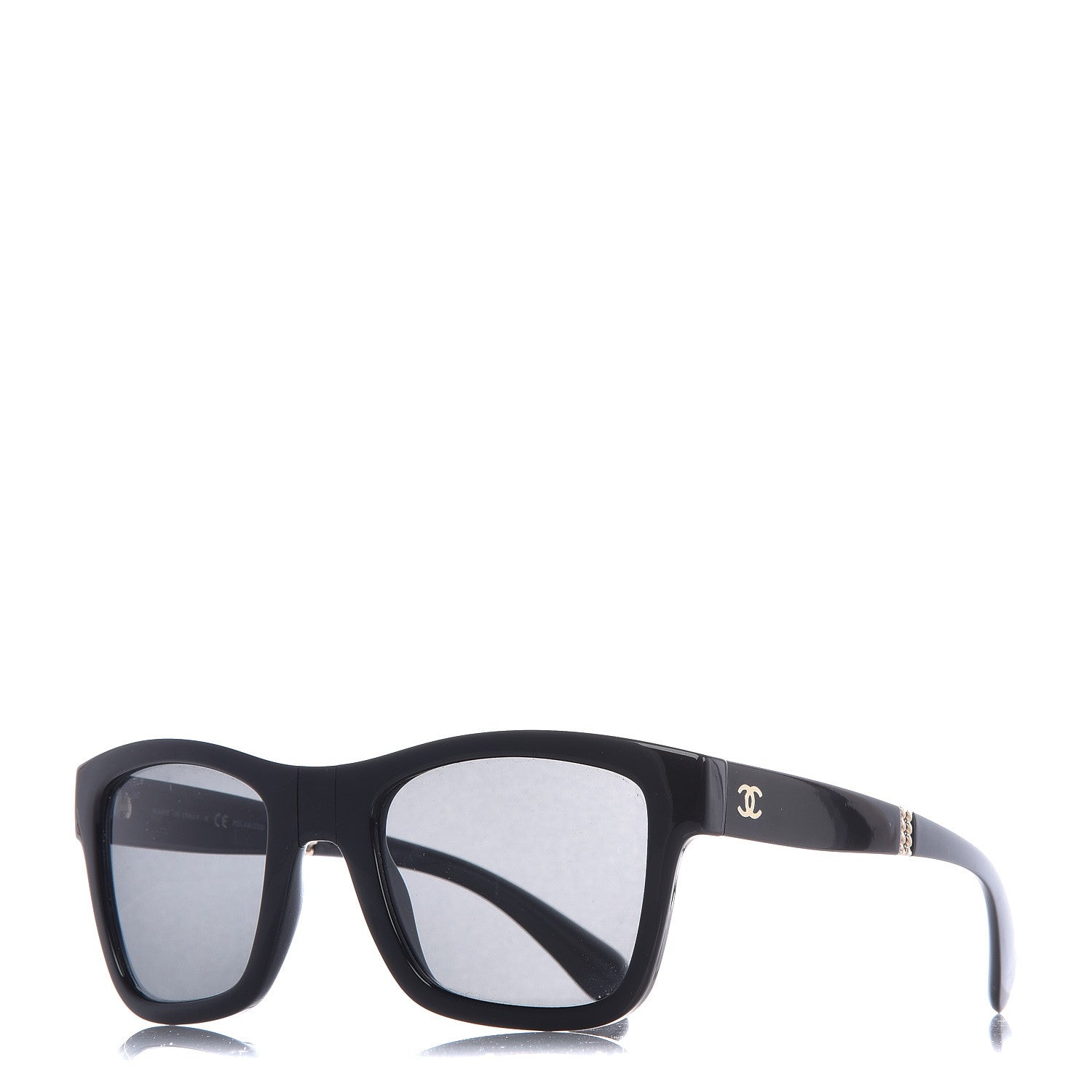Chanel Nylon Metal Square Polarized Folding Sunglasses 6053 Black 1 of 10