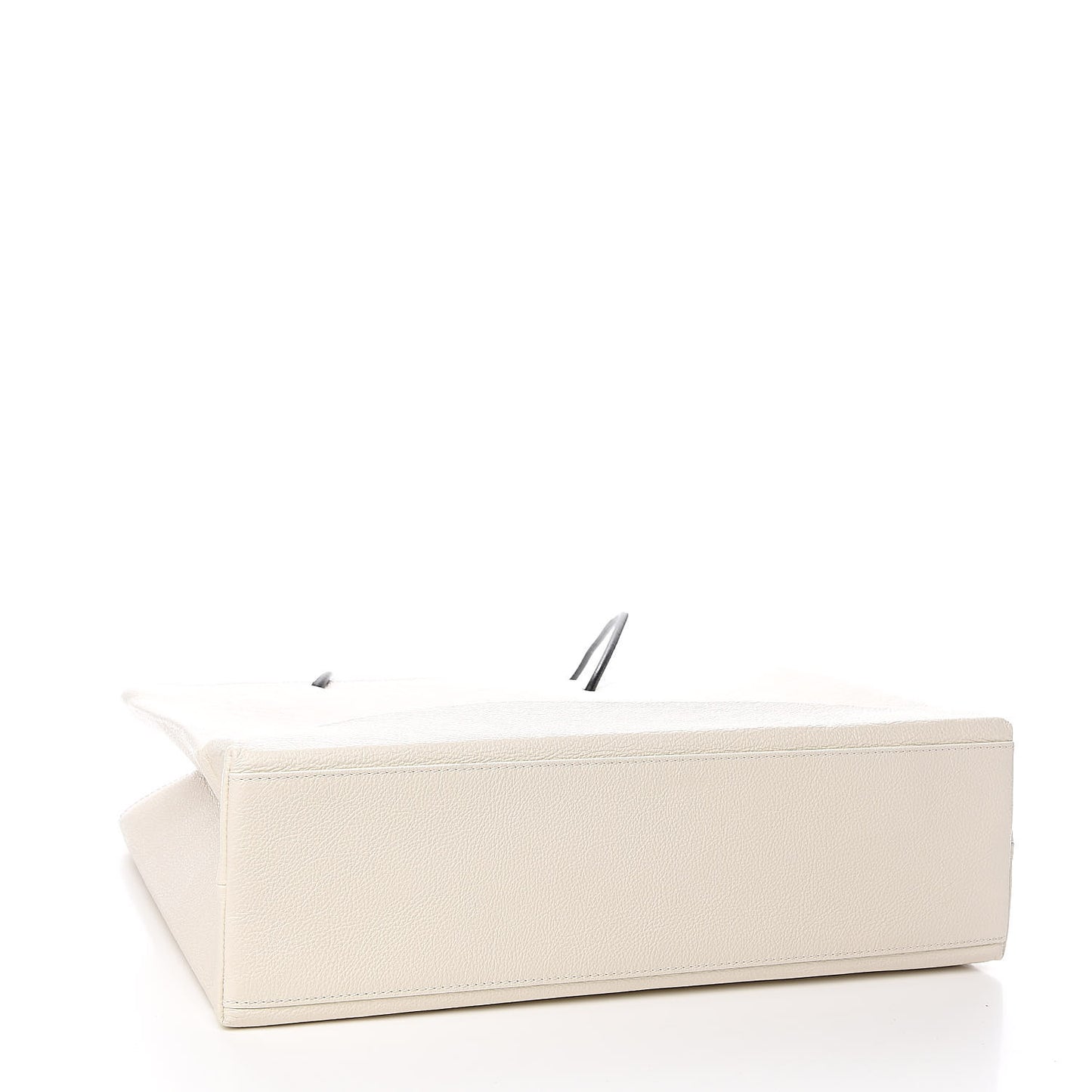 Calfskin Logo Medium Shopping Tote White