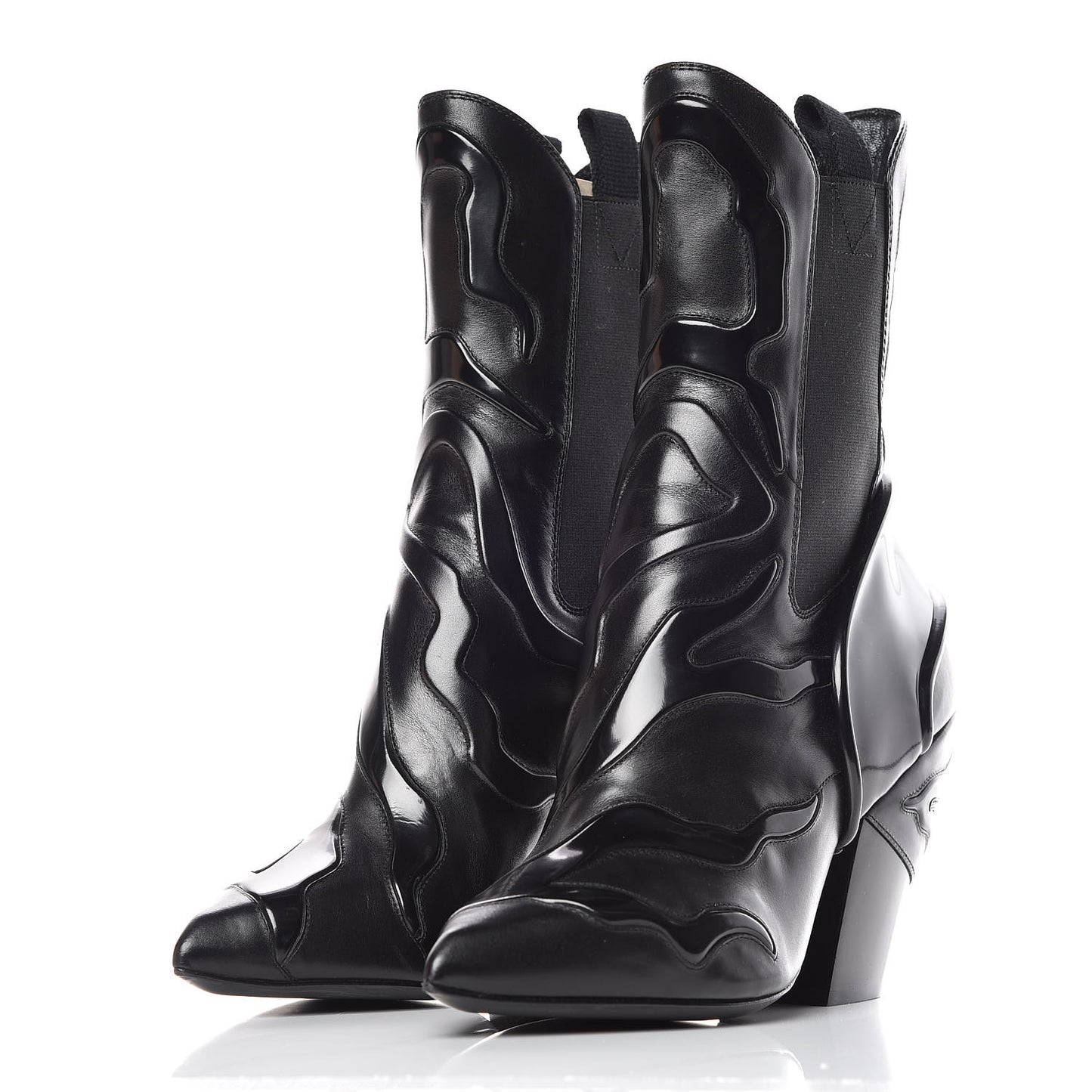 Patent Calfskin Monogram Fireball Ankle Boots 39 Black
