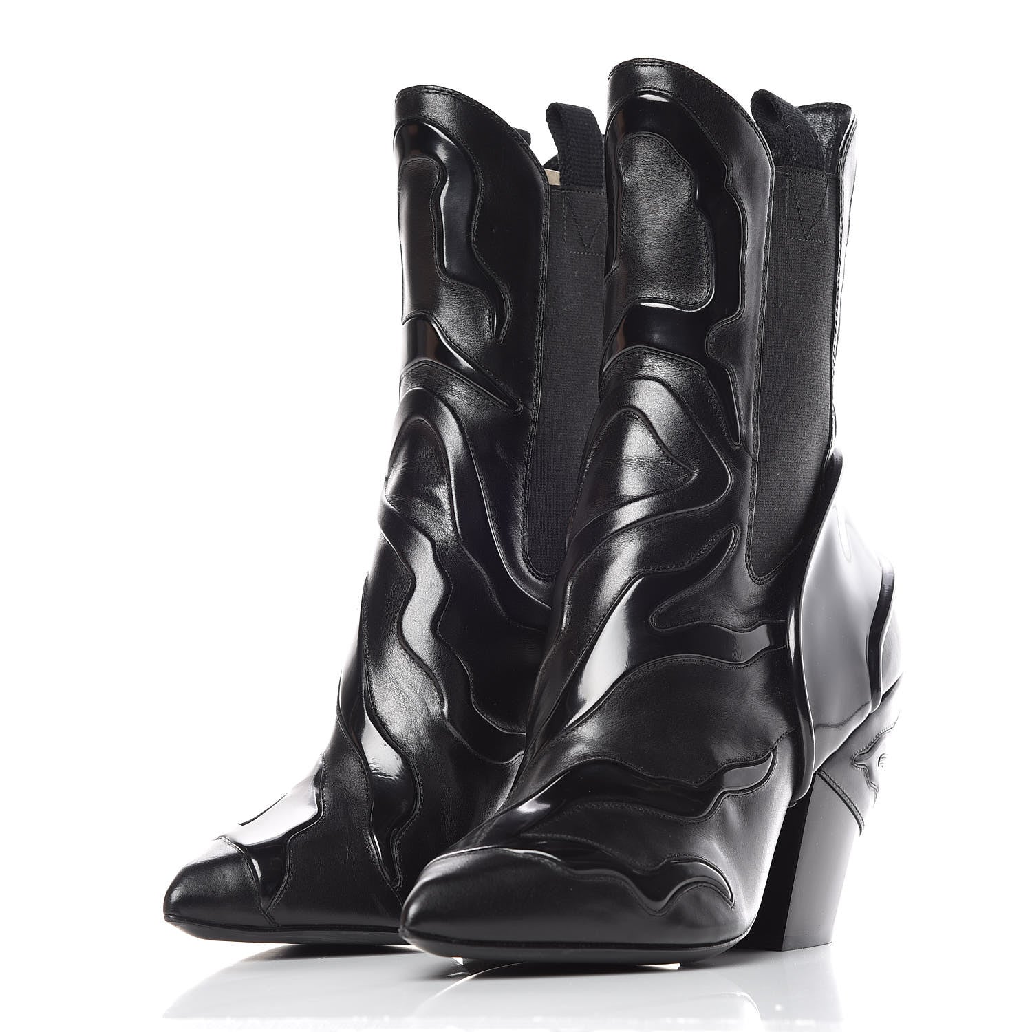 Louis Vuitton Patent Calfskin Monogram Fireball Ankle Boots 39 Black 3 of 10