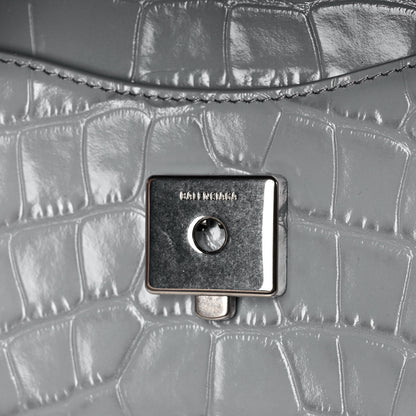 Balenciaga Shiny Calfskin Crocodile Embossed XS Sharp Top Handle Bag Balenciaga Grey 11 of 13