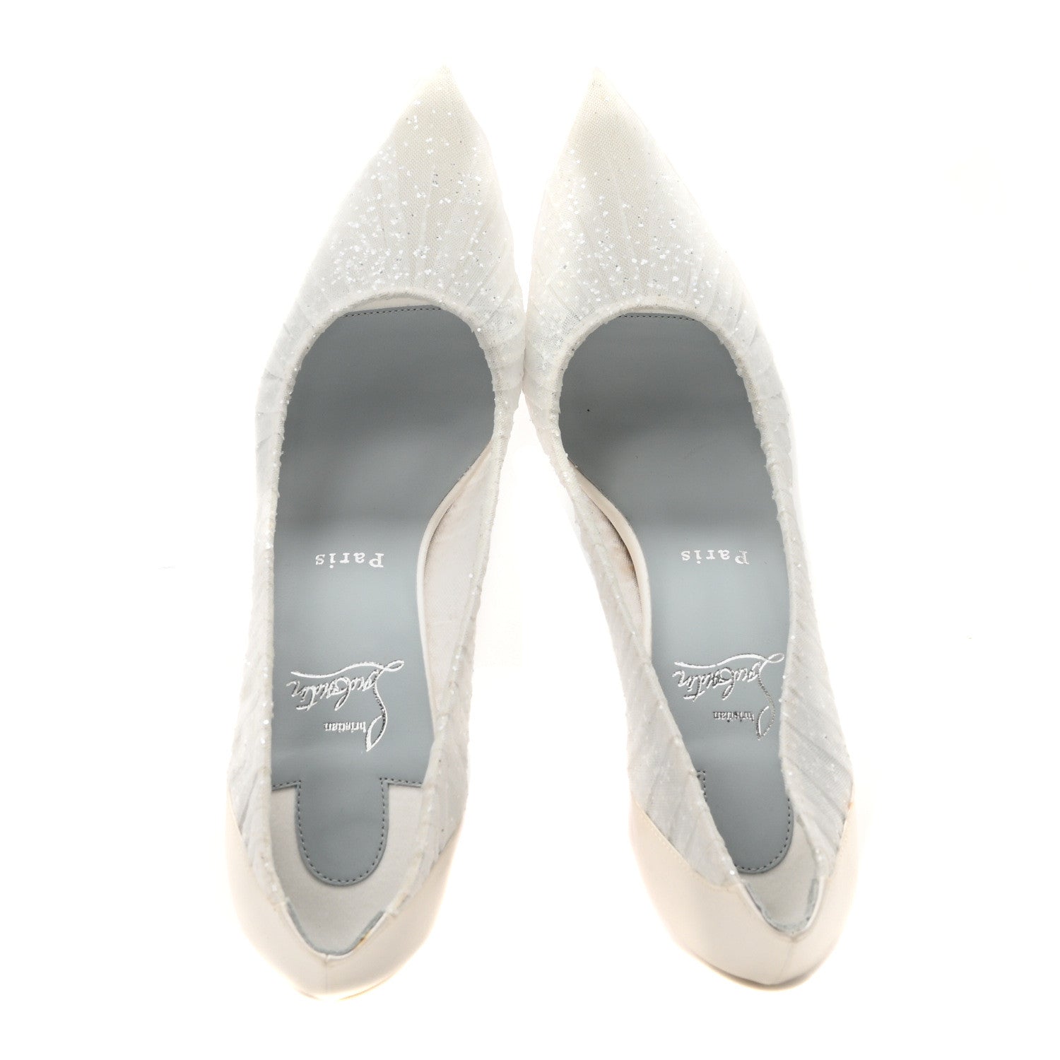 Christian Louboutin Tulle Glitter Satin Kate Draperia 85 Pumps 40.5 White 2 of 7