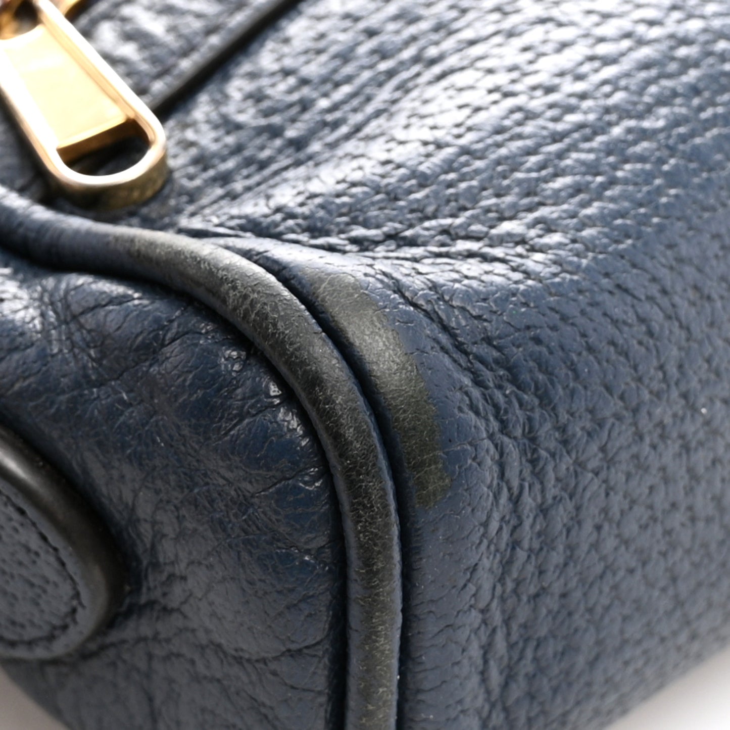 Textured Calfskin Web Mini Ophidia Shoulder Bag Blue Agata