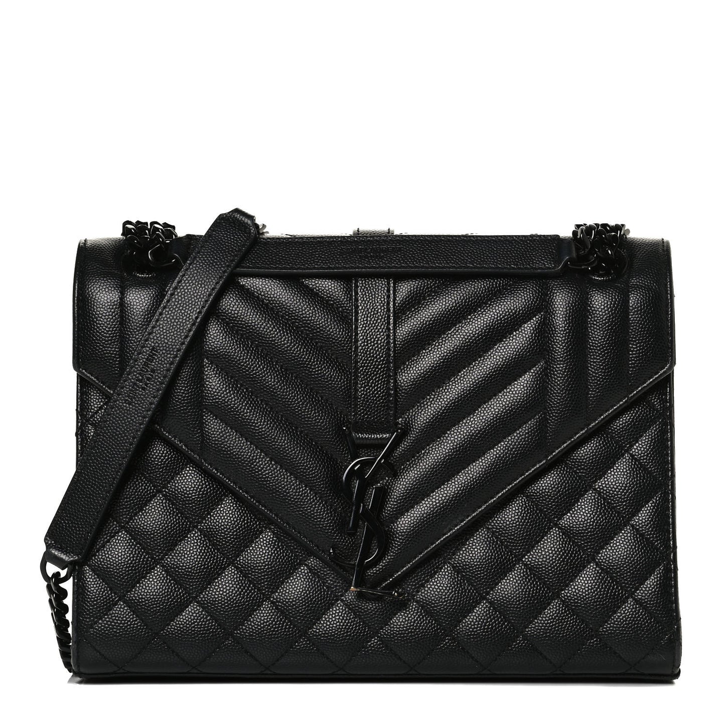 Grain De Poudre Textured Mixed Matelasse Triquilt Medium Monogram Satchel Black