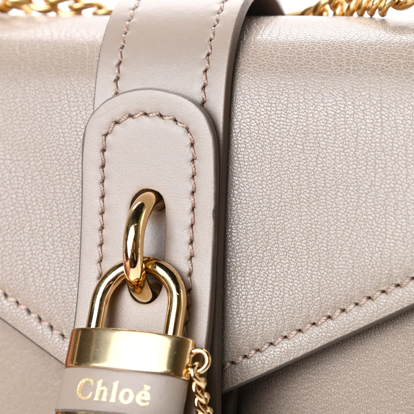 Shiny Goatskin Calfskin Mini Aby Chain Shoulder Bag Motty Grey