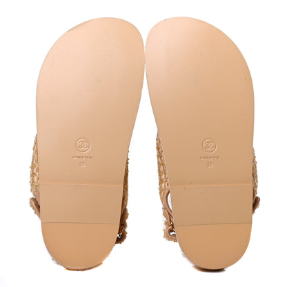 Chanel Braided Fabric Velcro Dad Sandals 38 Beige 7 of 10