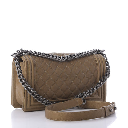 Chanel Metallic Calfskin Quilted Medium Boy Flap Dark Gold 3 of 10