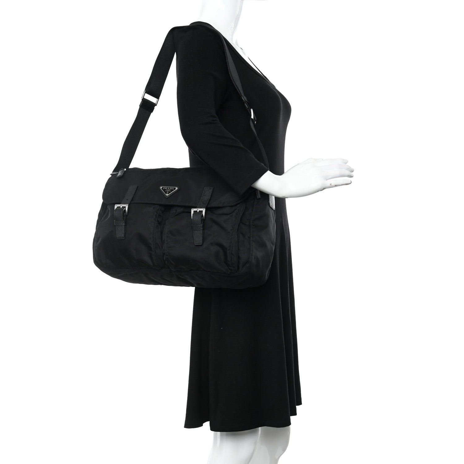 Prada Nylon Vela Messenger Bag Black 2 of 9