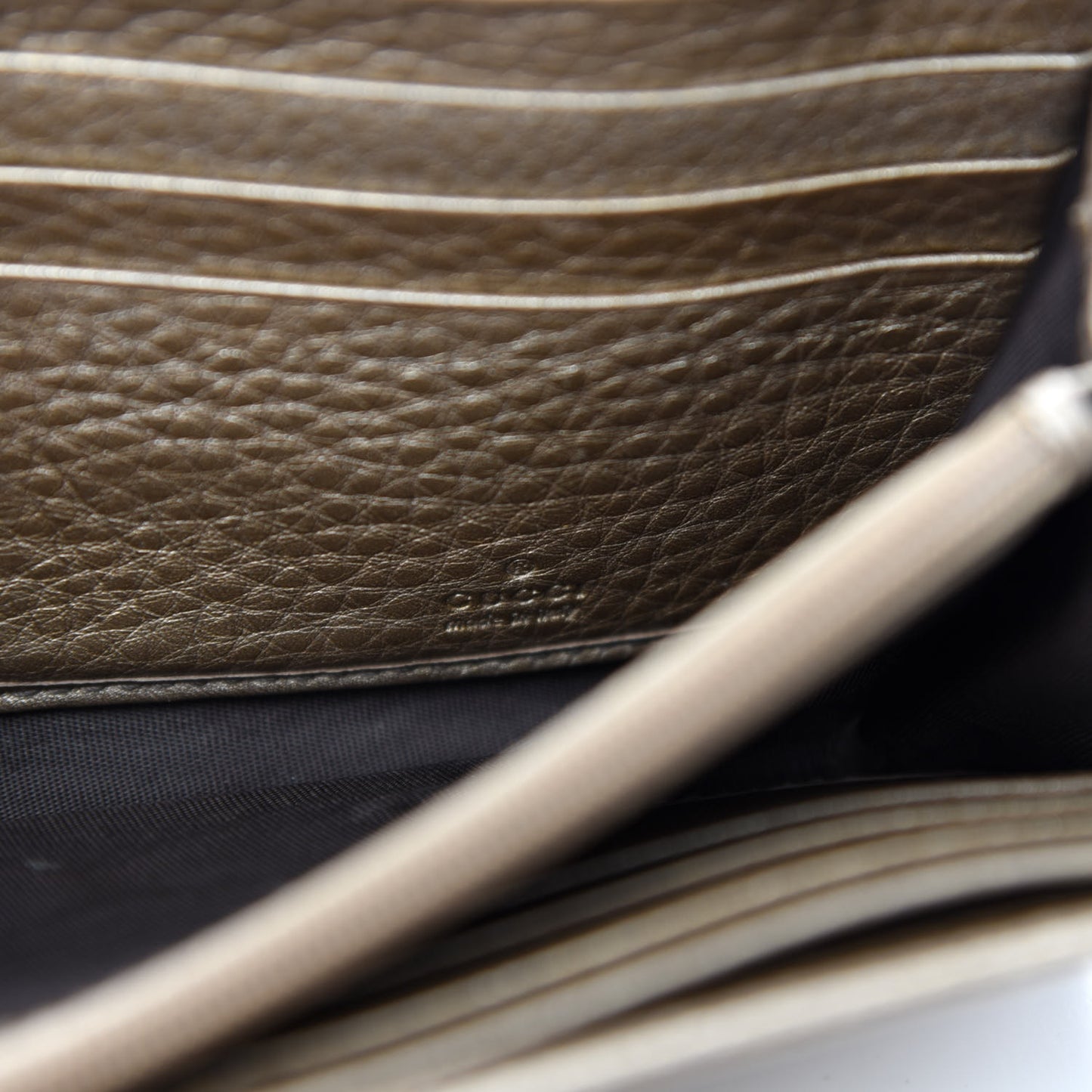 Metallic Pebbled Calfskin Large Soho Continental Wallet Golden Beige
