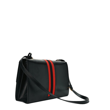 Gucci Calfskin Web Turn Lock Shoulder Bag Black 3 of 7