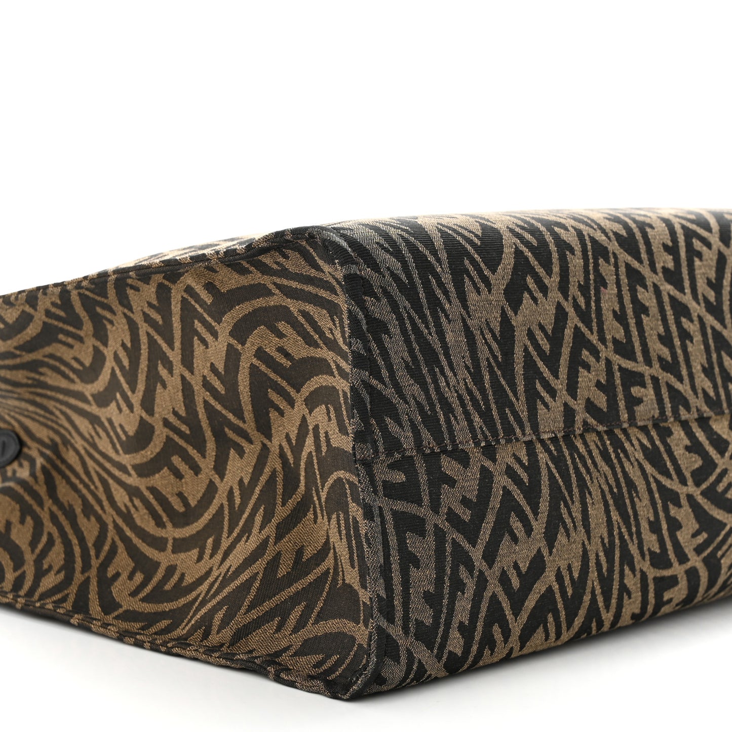 X SARAH COLEMAN Fabric Jacquard Vitello King FF Vertigo Shopping Tote Bag Tobacco Moro Black