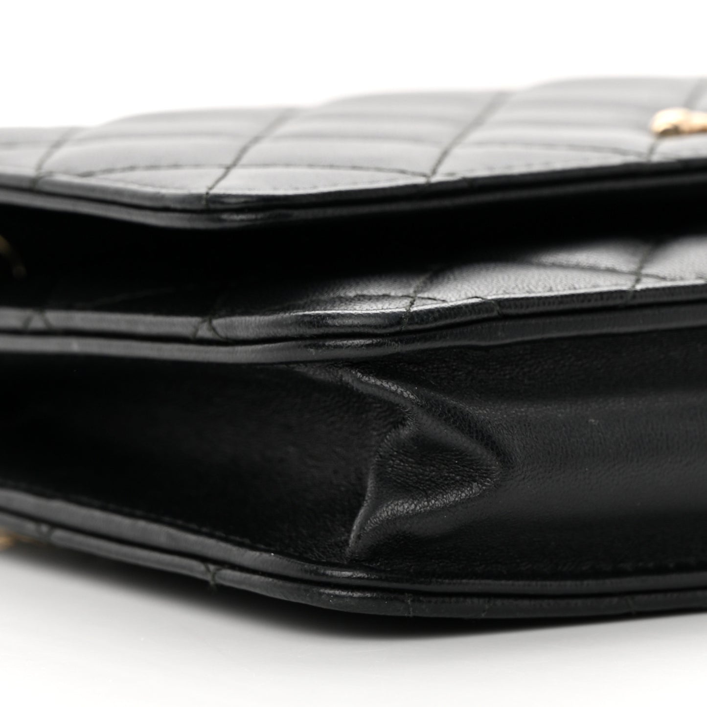 Lambskin Quilted Trendy CC Wallet On Chain WOC Black
