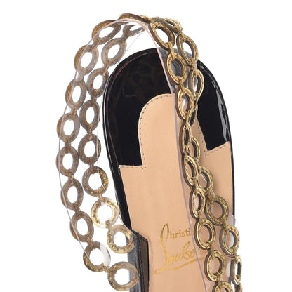 Christian Louboutin Patent PVC Malaika Half Dorsay 120 Pumps 37.5 Black Gold 10 of 14