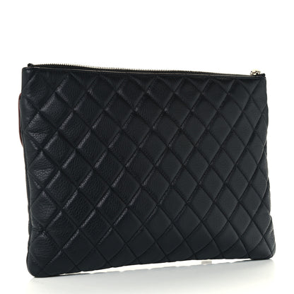 Chanel Grained Calfskin Quilted Large Archi Chic Cosmetic Case Black 4 of 14
