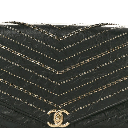 Chanel Crumpled Calfskin Chevron Envelope Clutch Black 9 of 9
