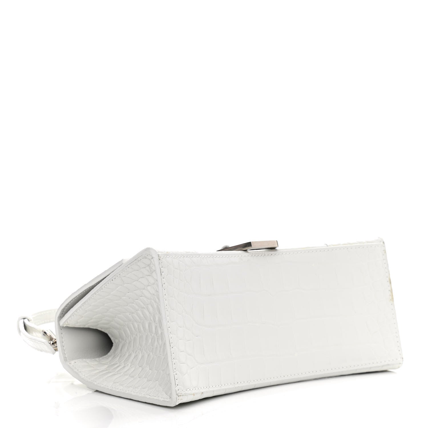 Balenciaga Calfskin Crocodile Embossed Small Hourglass Top Handle Bag White 3 of 15