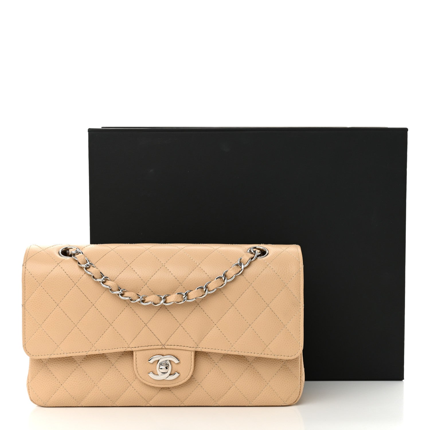 Chanel Caviar Quilted Medium Double Flap Beige 13 of 13