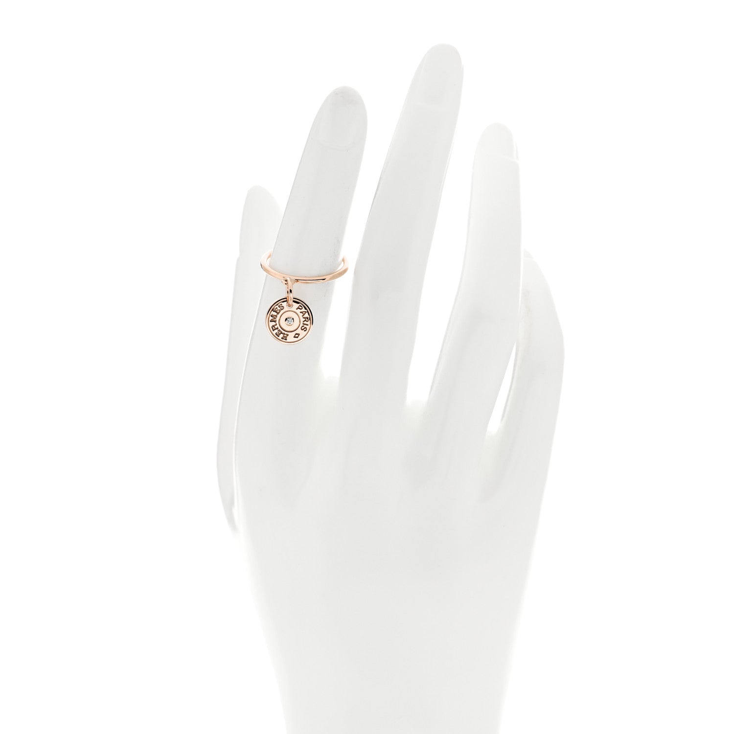 Hermes 18K Rose Gold Diamond Gambade Ring 49 5 2 of 7