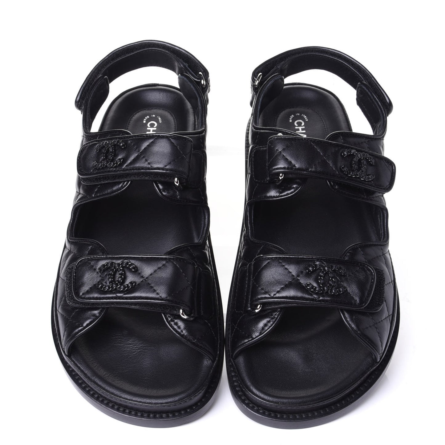 Lambskin Velcro Dad Sandals 37.5 Black