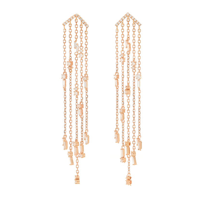 Suzanne Kalan 18K Rose Gold Diamond Fireworks Cascade Drop Earrings 1 of 4