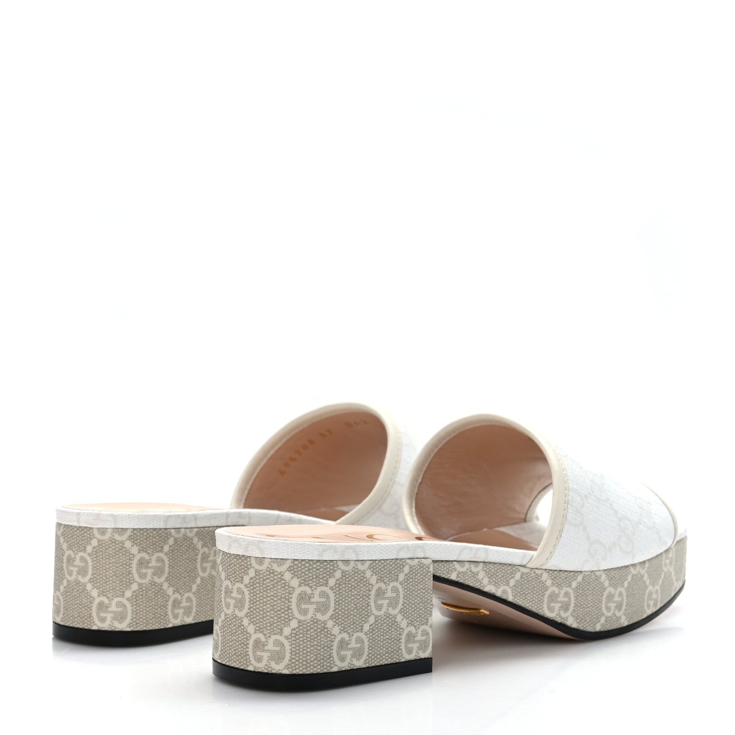 GG Supreme Monogram Malaga Kid Platform Mule Sandals 37 White Mystic White