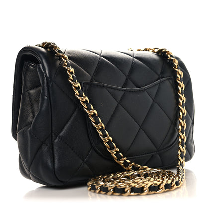 Chanel Lambskin Quilted Mini CC Crystal Logo Chain Flap Black 3 of 10