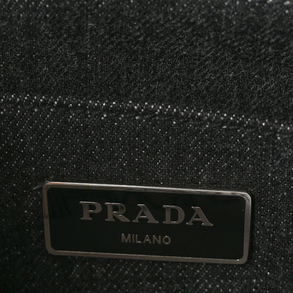 Prada Denim Crystal Studded Small Canapa Tote Black 6 of 9