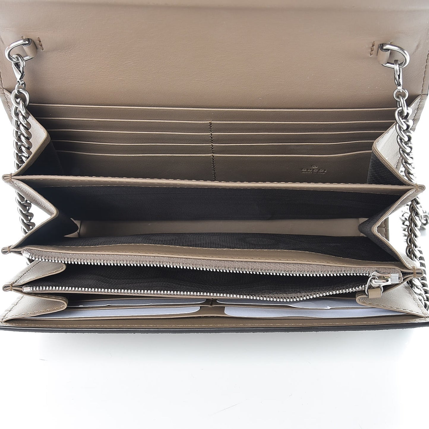 GG Supreme Monogram Mini Dionysus Chain Wallet Beige Taupe