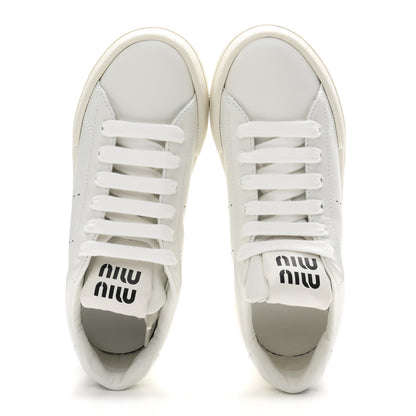 Miu Miu Calfskin Womens Low Top Sneakers 6.5 White 2 of 9