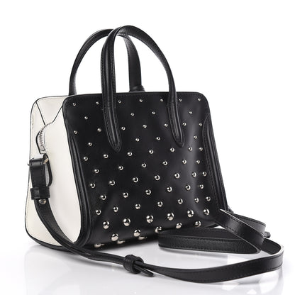 Alexander McQueen Calfskin Studded Mini Padlock Tote Black White 3 of 10