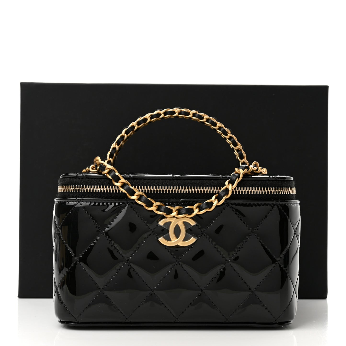 Patent Quilted Pick Me Up Vanity Case Black