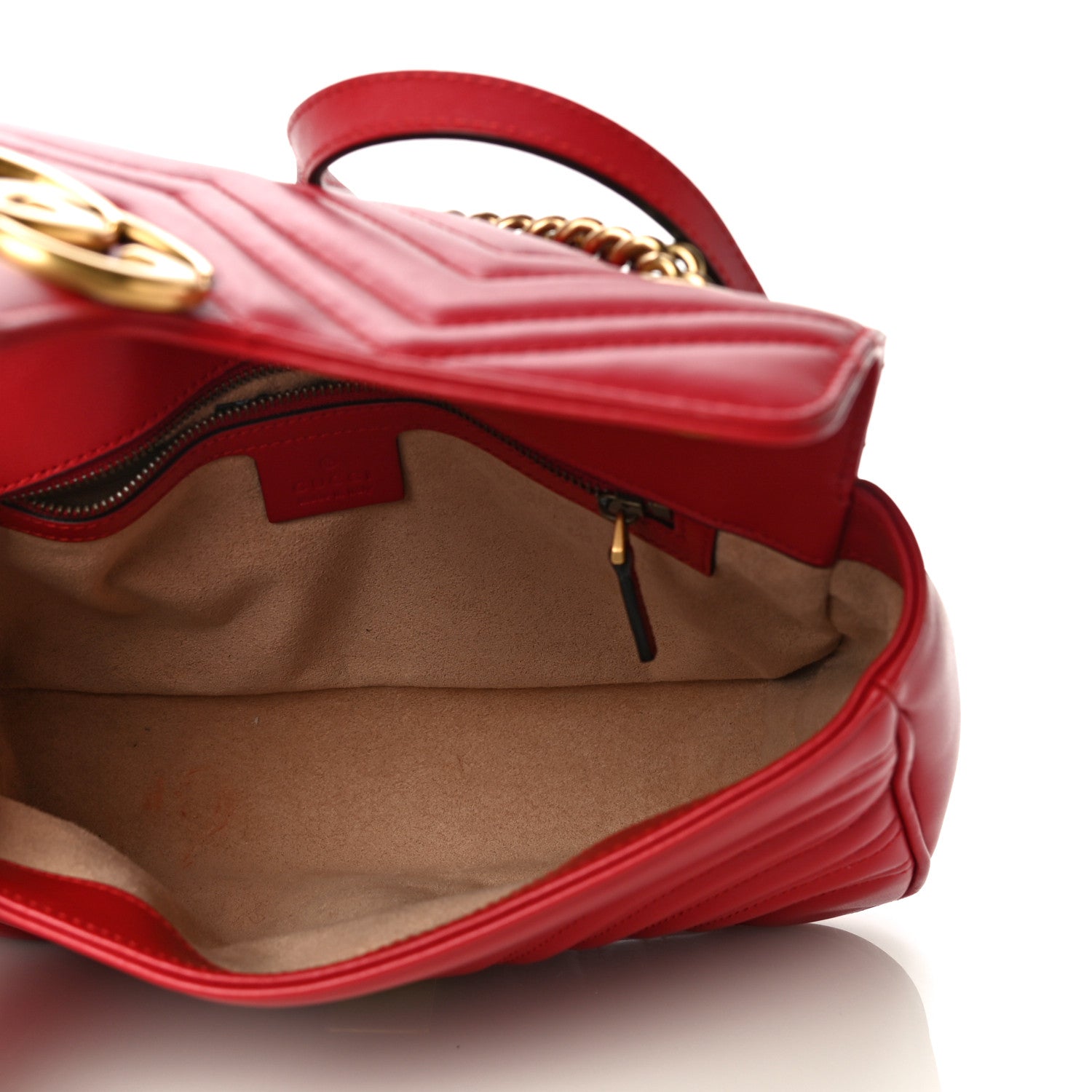 Gucci Calfskin Matelasse Small GG Marmont Shoulder Bag Hibiscus Red 4 of 16