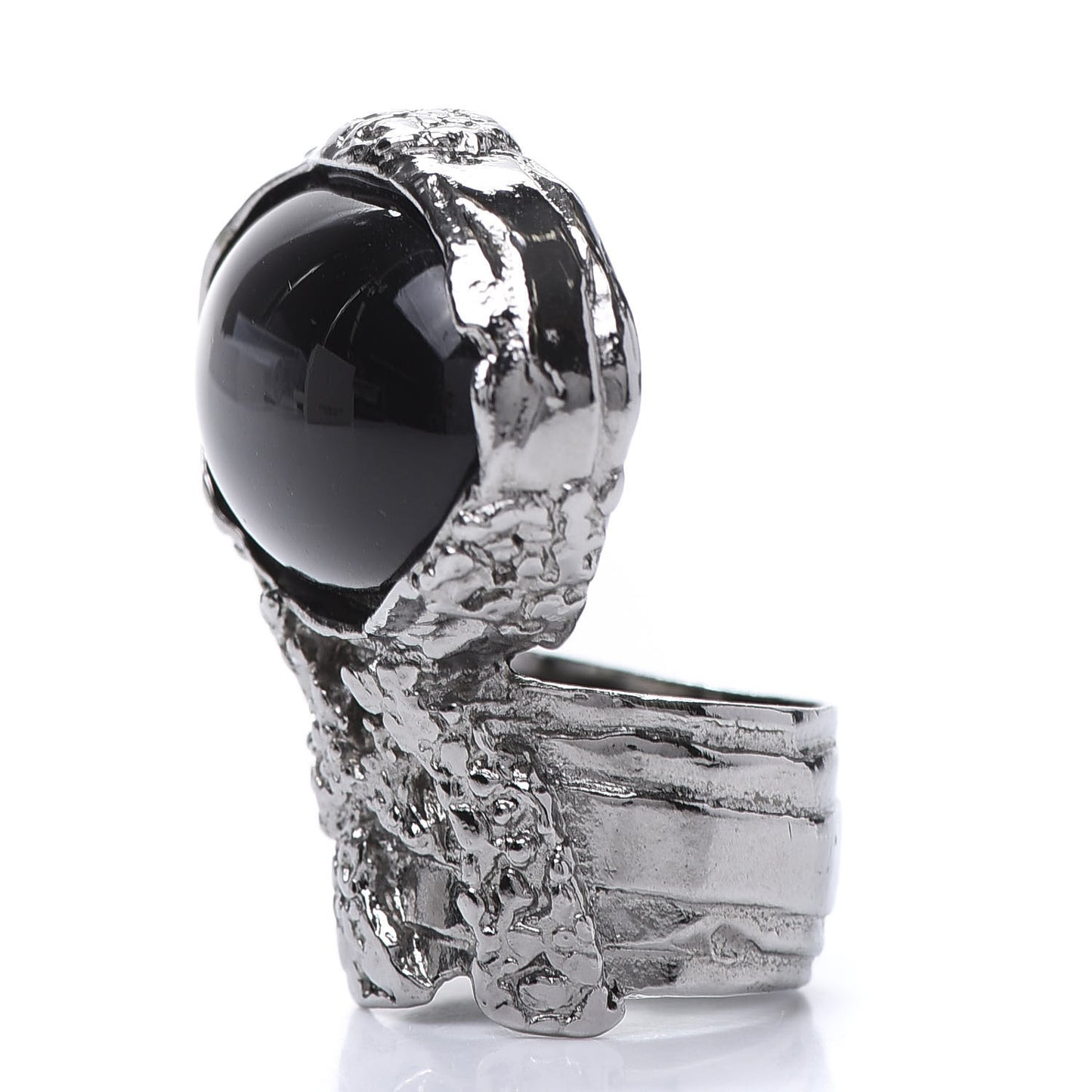 Glass Cabochon Gunmetal Arty Ovale Ring 6 Black