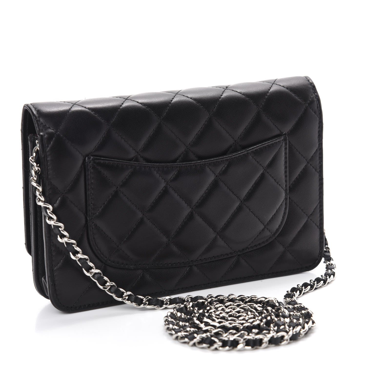 Chanel Lambskin Quilted Wallet On Chain WOC Black 3 of 12