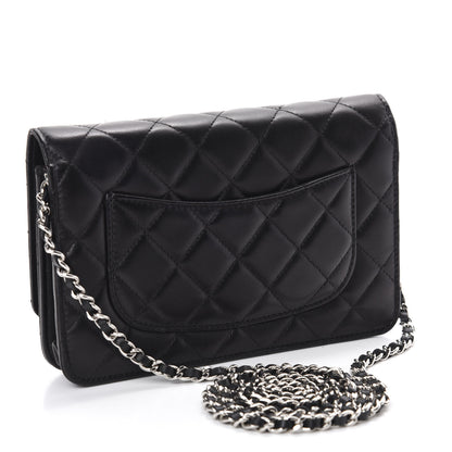 Chanel Lambskin Quilted Wallet On Chain WOC Black 3 of 12