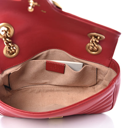 Gucci Calfskin Matelasse Mini GG Marmont Shoulder Bag Hibiscus Red 4 of 12