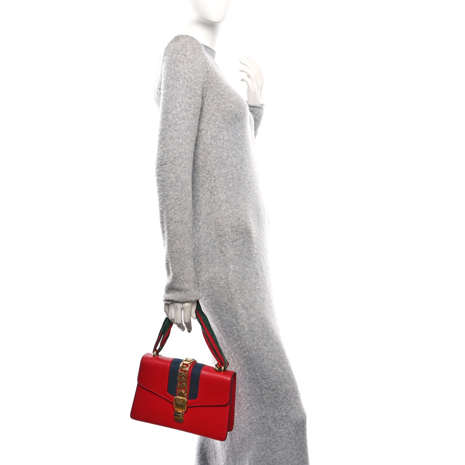 Gucci Calfskin Small Sylvie Shoulder Bag Hibiscus Red 2 of 10