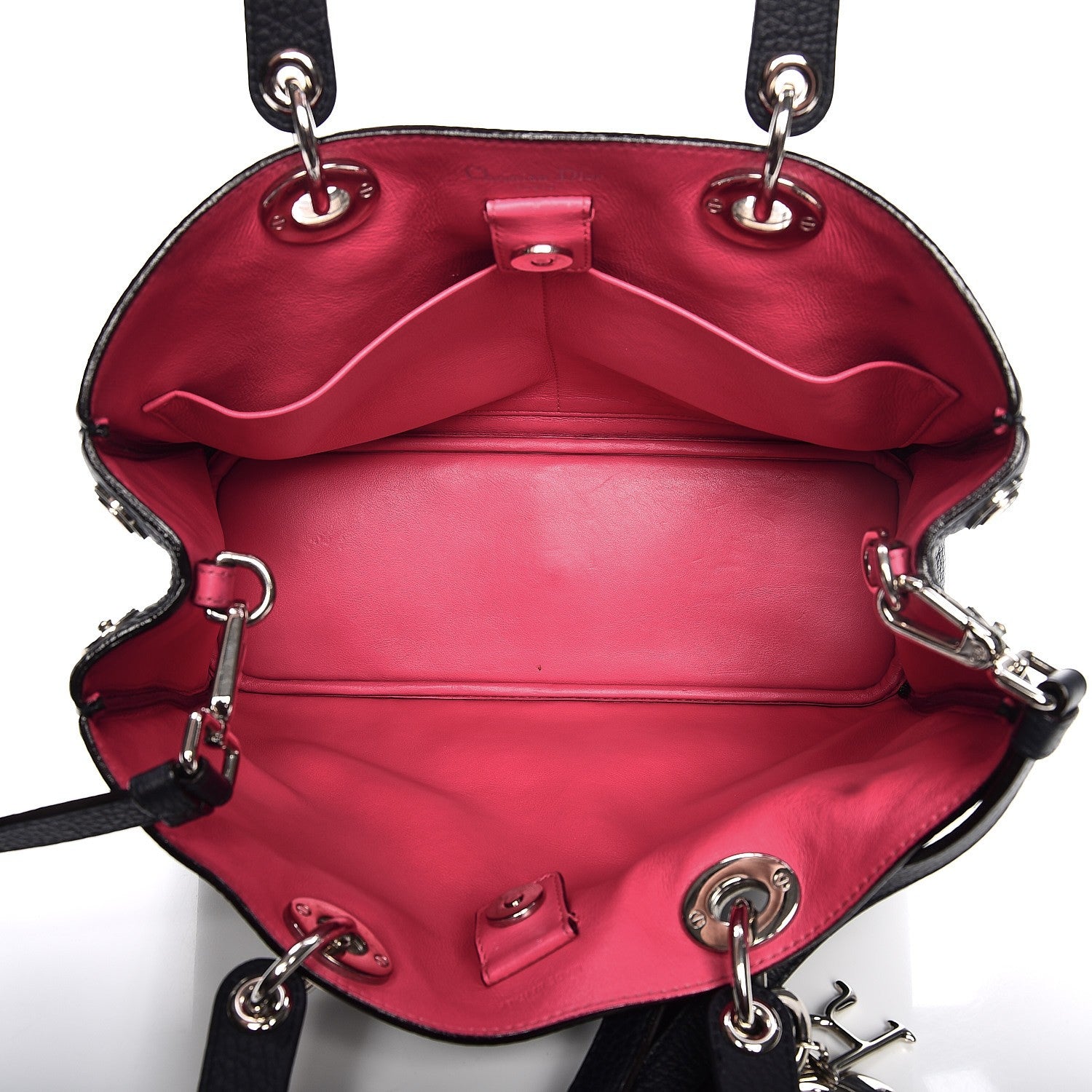 Christian Dior Bullcalf Medium Diorissimo Tote Navy Fuchsia 6 of 28